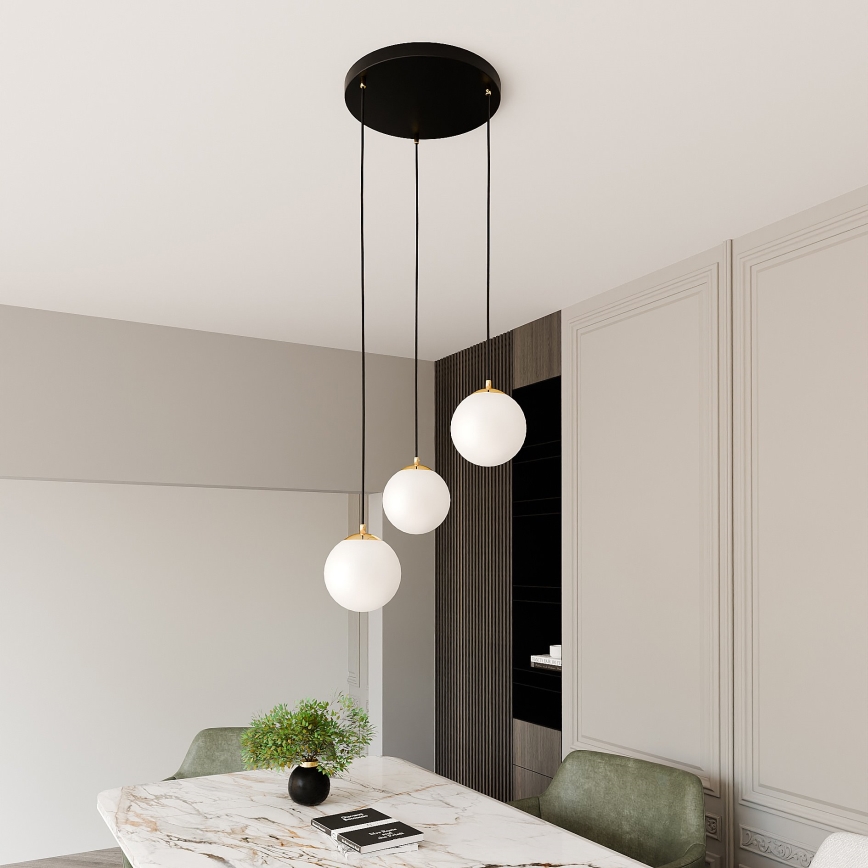 Κρεμαστό φωτιστικό οροφής ROYAL 3xE14/10W/230V διάμετρος 30 cm μαύρο