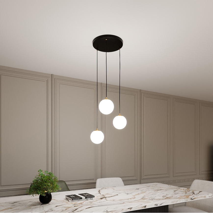 Κρεμαστό φωτιστικό οροφής ROYAL 3xE14/10W/230V διάμετρος 30 cm μαύρο