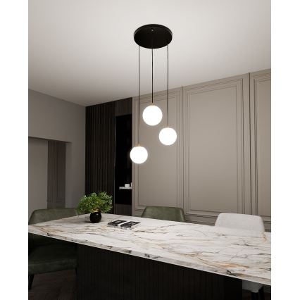 Κρεμαστό φωτιστικό οροφής ROYAL 3xE14/10W/230V διάμετρος 30 cm μαύρο