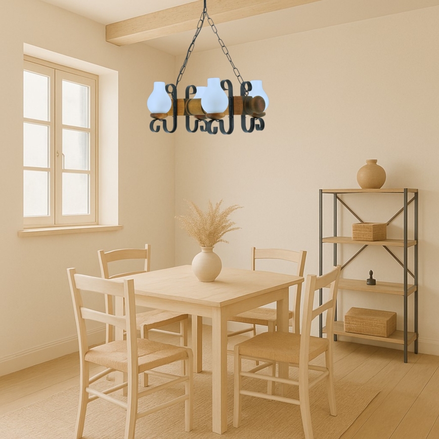 Κρεμαστό φωτιστικό οροφής RUSTIC 4xE14/40W/230V οξιά - FSC πιστοποιημένο