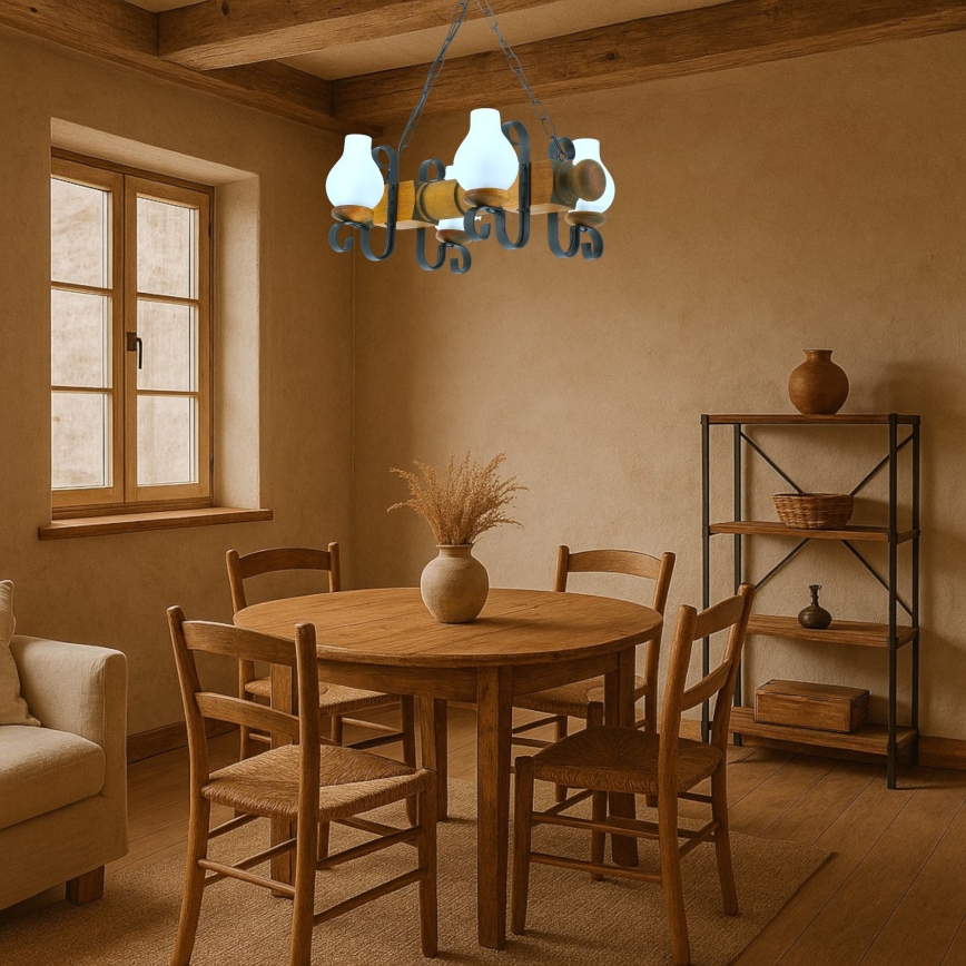 Κρεμαστό φωτιστικό οροφής RUSTIC 4xE14/40W/230V οξιά - FSC πιστοποιημένο