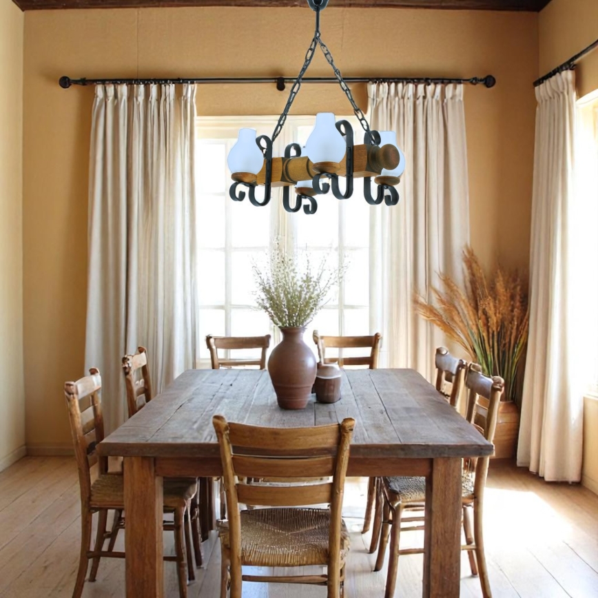 Κρεμαστό φωτιστικό οροφής RUSTIC 4xE14/40W/230V οξιά - FSC πιστοποιημένο