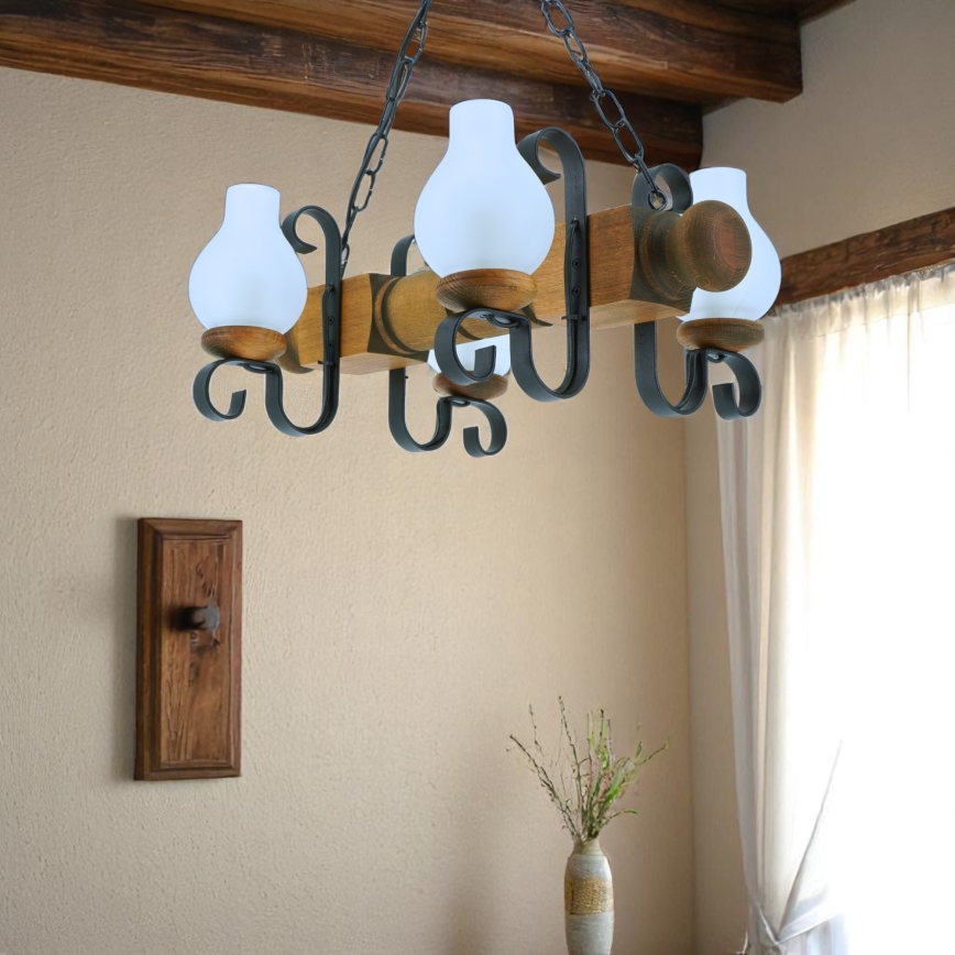 Κρεμαστό φωτιστικό οροφής RUSTIC 4xE14/40W/230V οξιά - FSC πιστοποιημένο