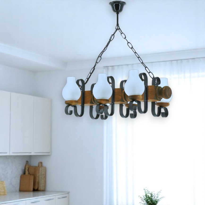Κρεμαστό φωτιστικό οροφής RUSTIC 6xE14/40W/230V οξιά