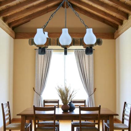 Κρεμαστό φωτιστικό οροφής RUSTIC 6xE14/40W/230V οξιά