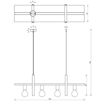 Κρεμαστό φωτιστικό οροφής SHELF 4xE27/60W/230V