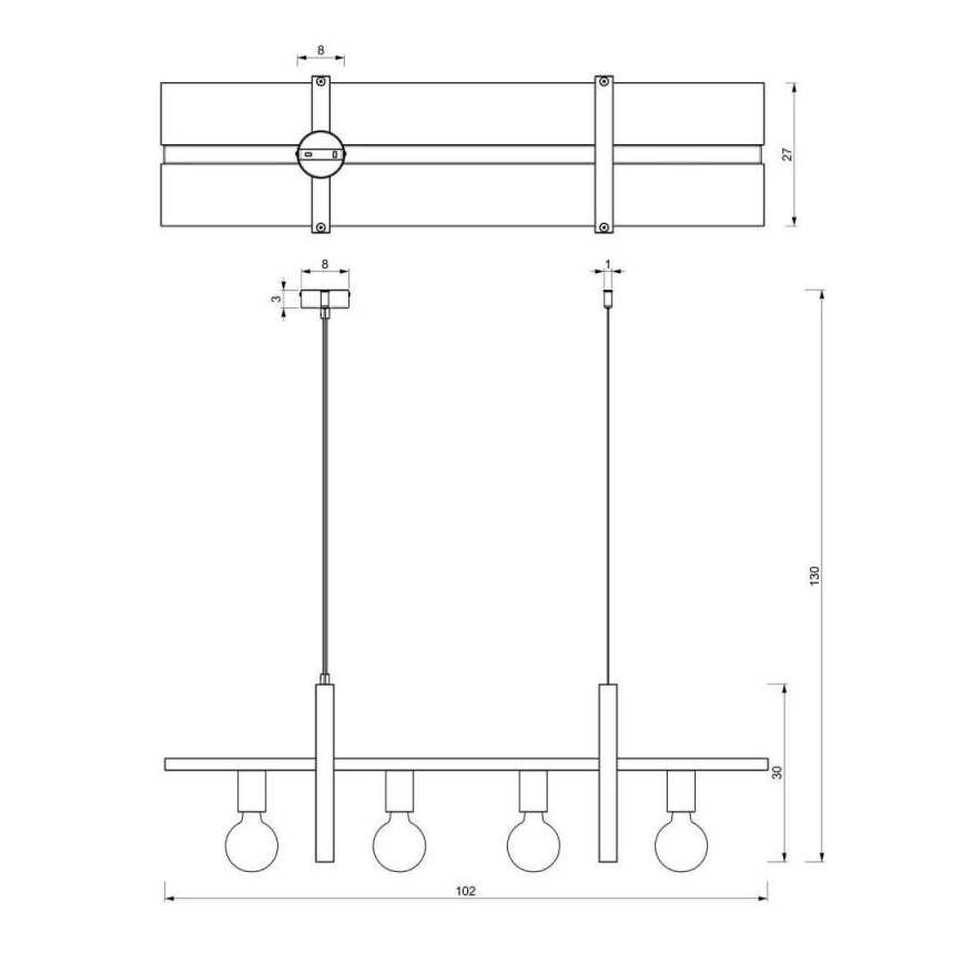 Κρεμαστό φωτιστικό οροφής SHELF 4xE27/60W/230V