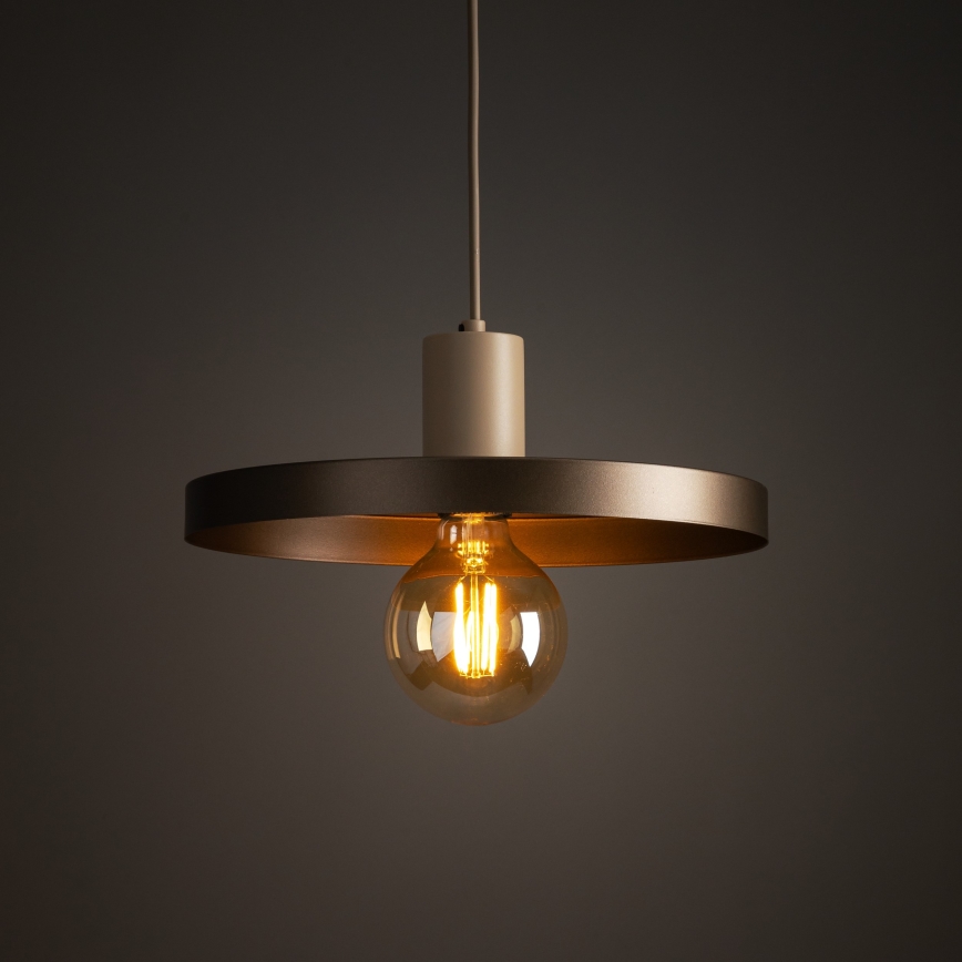 Κρεμαστό φωτιστικό οροφής SILA 1xE27/15W/230V διάμετρος 30 cm καφέ/μπεζ