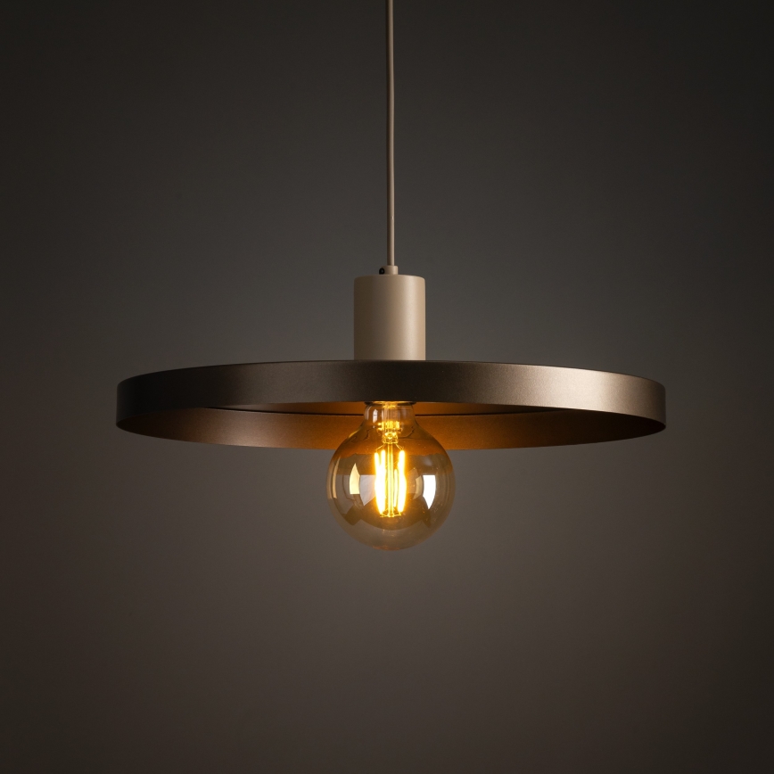 Κρεμαστό φωτιστικό οροφής SILA 1xE27/15W/230V διάμετρος 40 cm καφέ/μπεζ