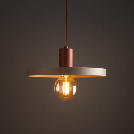 Κρεμαστό φωτιστικό οροφής SILA 1xE27/15W/230V διάμετρος 40 cm μπεζ/τούβλο