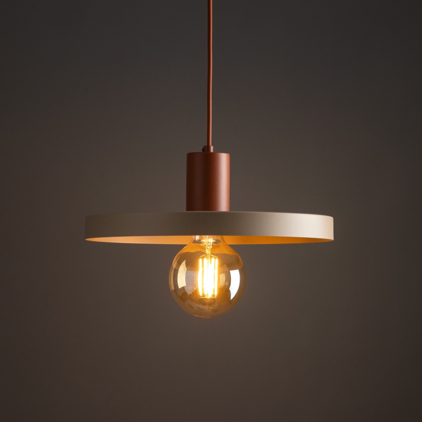Κρεμαστό φωτιστικό οροφής SILA 1xE27/15W/230V διάμετρος 40 cm μπεζ/τούβλο