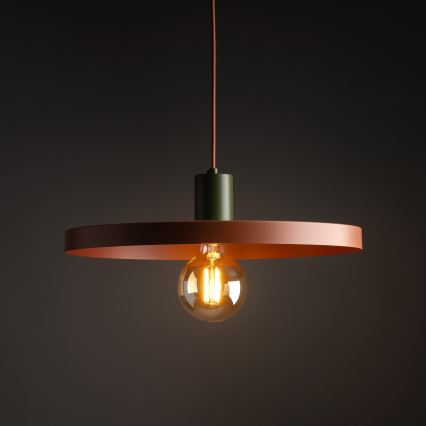 Κρεμαστό φωτιστικό οροφής SILA 1xE27/15W/230V διάμετρος 40 cm τούβλο/πράσινο