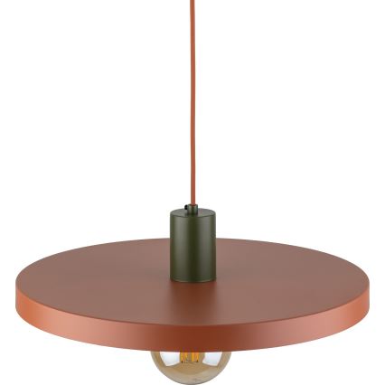 Κρεμαστό φωτιστικό οροφής SILA 1xE27/15W/230V διάμετρος 40 cm τούβλο/πράσινο