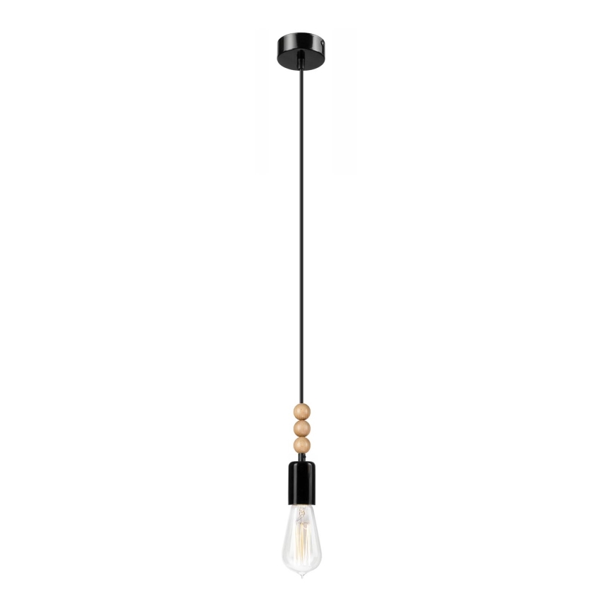Κρεμαστό φωτιστικό οροφής SIMON 1xE27/60W/230V μαύρο/οξιά