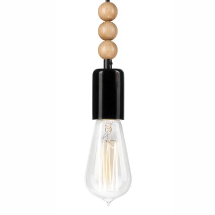 Κρεμαστό φωτιστικό οροφής SIMON 1xE27/60W/230V μαύρο/οξιά
