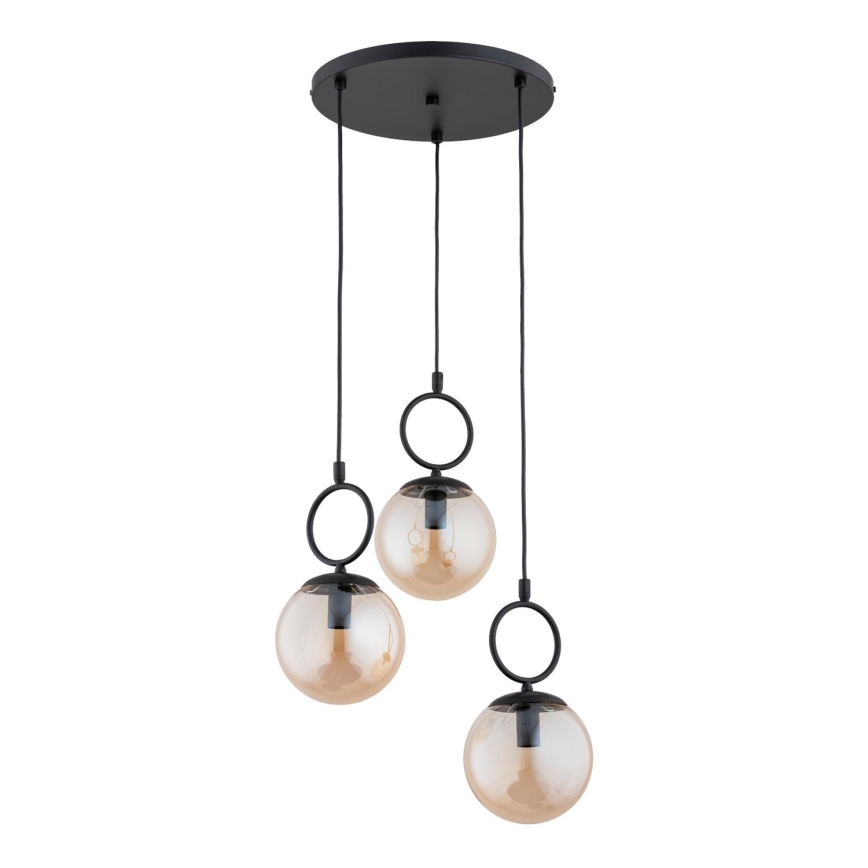 Κρεμαστό φωτιστικό οροφής SITRO 3xE14/10W/230V μαύρο/φιμέ μπεζ