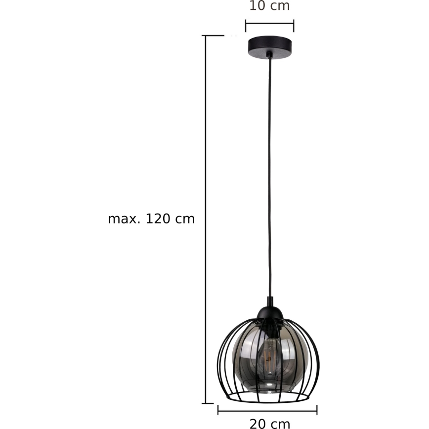 Κρεμαστό φωτιστικό οροφής SOLO BLACK 1xE27/60W/230V