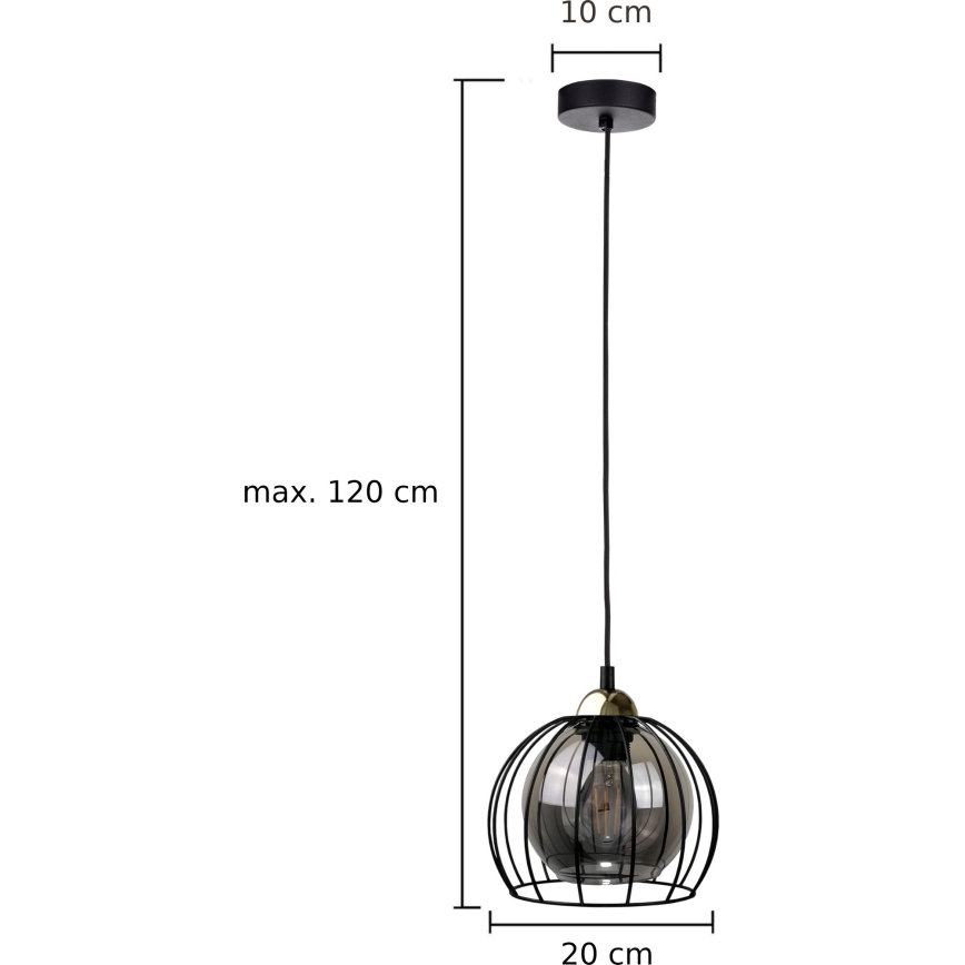 Κρεμαστό φωτιστικό οροφής SOLO BLACK 1xE27/60W230V μαύρο/χρυσό
