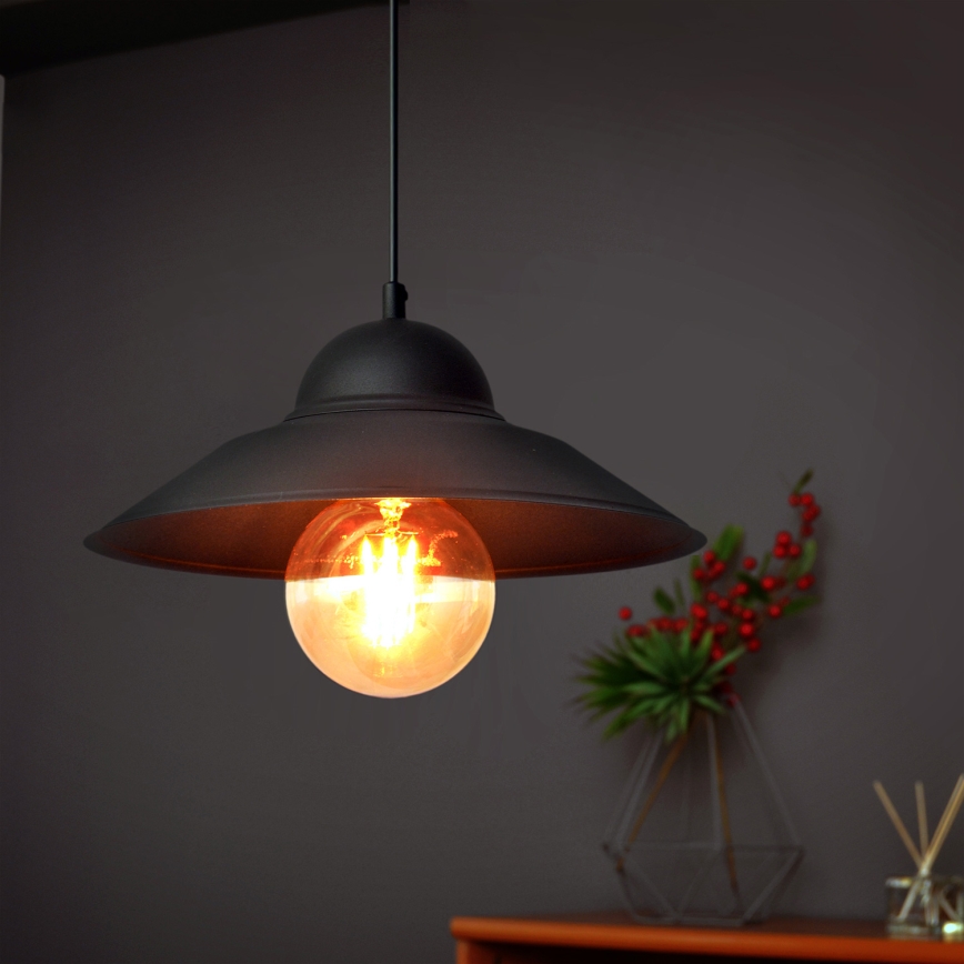 Κρεμαστό φωτιστικό οροφής SORAPIS 1xE27/15W/230V μαύρο