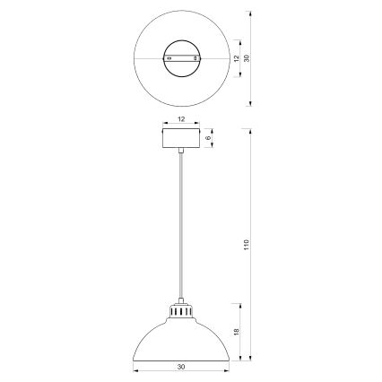 Κρεμαστό φωτιστικό οροφής SVEN 1xE27/15W/230V μαύρο/χρυσό