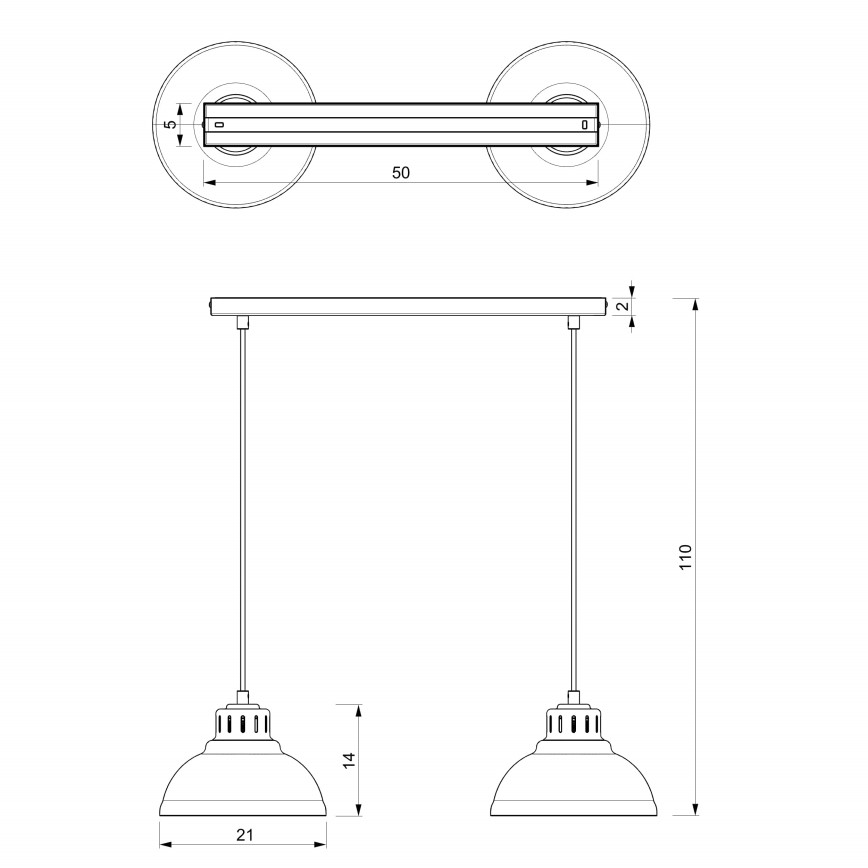 Κρεμαστό φωτιστικό οροφής SVEN 2xE27/15W/230V γκρι