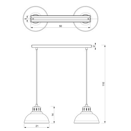 Κρεμαστό φωτιστικό οροφής SVEN 2xE27/15W/230V κόκκινο