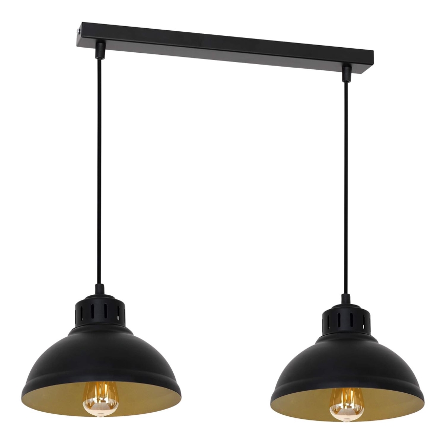 Κρεμαστό φωτιστικό οροφής SVEN 2xE27/15W/230V μαύρο/χρυσό