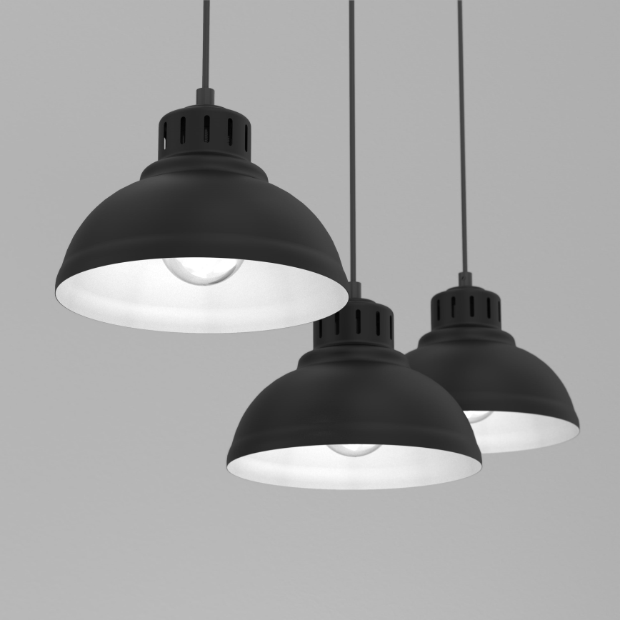 Κρεμαστό φωτιστικό οροφής SVEN 3xE27/15W/230V μαύρο