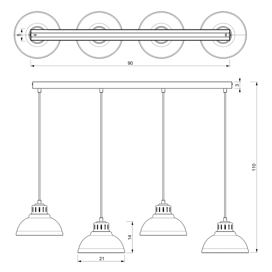 Κρεμαστό φωτιστικό οροφής SVEN 4xE27/15W/230V ορείχαλκος