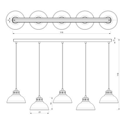 Κρεμαστό φωτιστικό οροφής  SVEN 5xE27/15W/230V λευκό