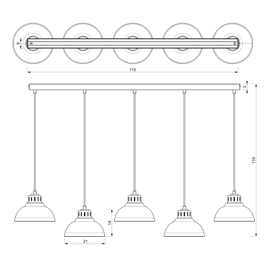 Κρεμαστό φωτιστικό οροφής  SVEN 5xE27/15W/230V λευκό