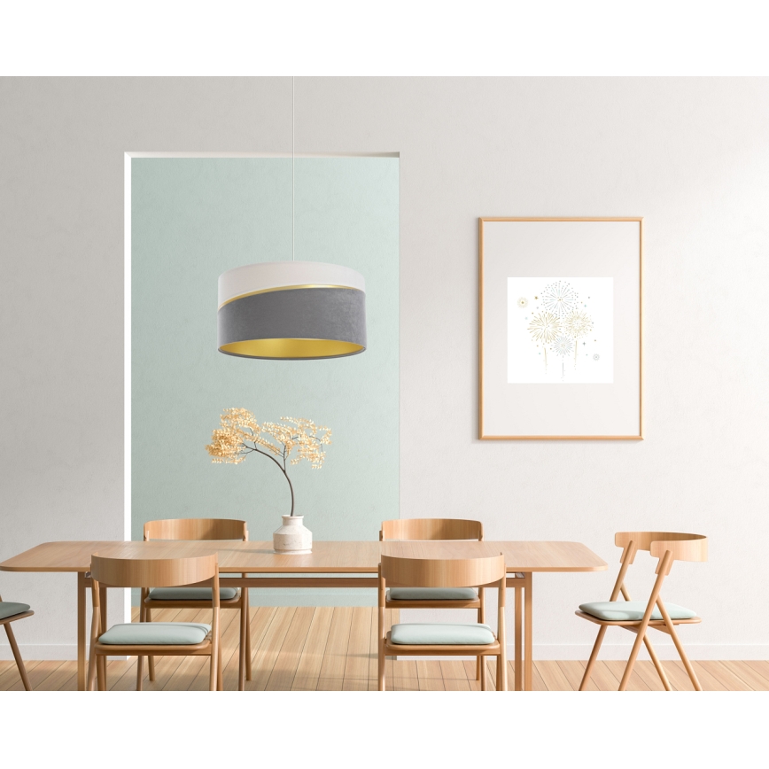 Κρεμαστό φωτιστικό οροφής SWING 1xE27/60W/230V γκρι/λευκό/χρυσαφί