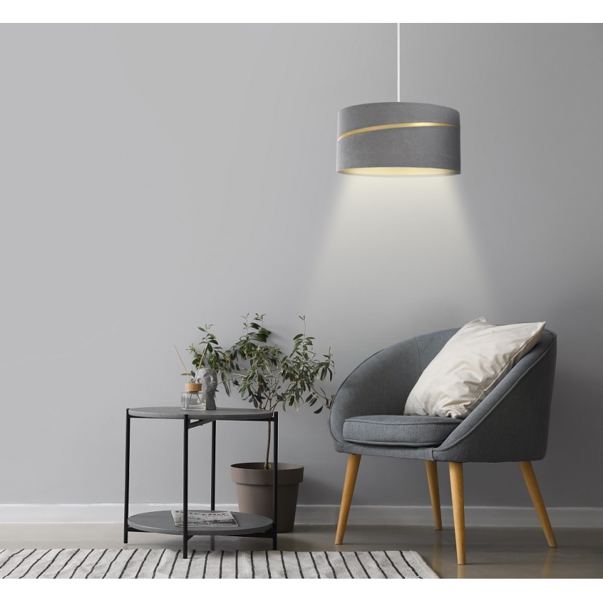 Κρεμαστό φωτιστικό οροφής SWING 1xE27/60W/230V γκρι/χρυσαφί
