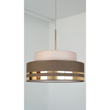 Κρεμαστό φωτιστικό οροφής TAMI 1xE27/60W/230V διάμετρος 40 cm μπεζ/καφέ/χρυσό