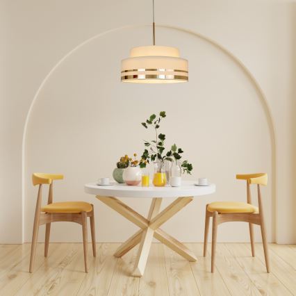 Κρεμαστό φωτιστικό οροφής TAMI 1xE27/60W/230V διάμετρος 40 cm μπεζ/χρυσό