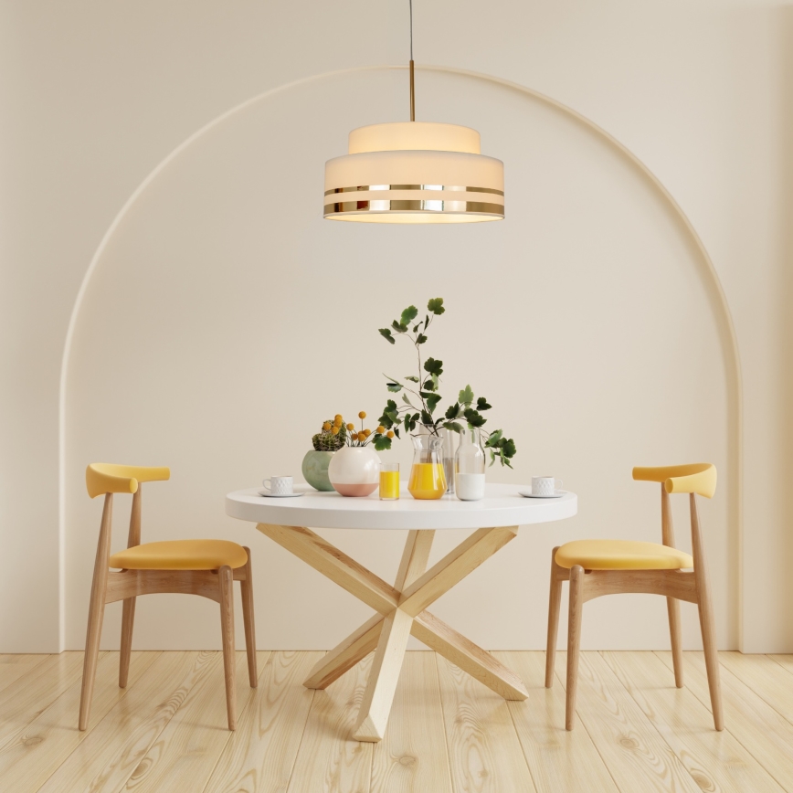 Κρεμαστό φωτιστικό οροφής TAMI 1xE27/60W/230V διάμετρος 40 cm μπεζ/χρυσό