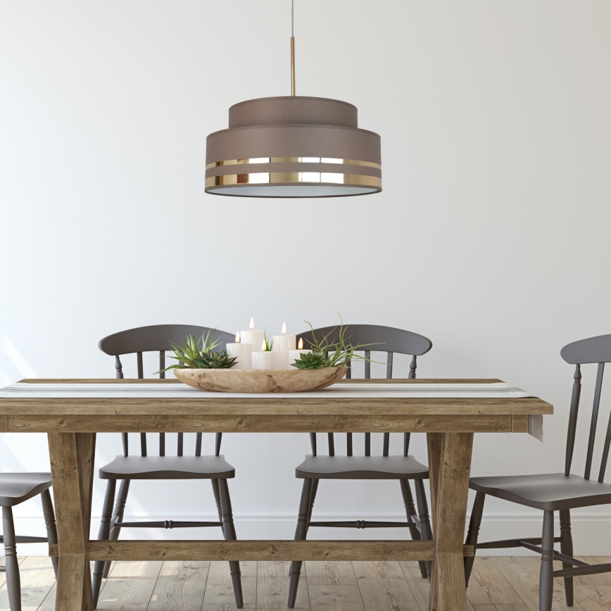 Κρεμαστό φωτιστικό οροφής TAMI 1xE27/60W/230V καφέ/χρυσό