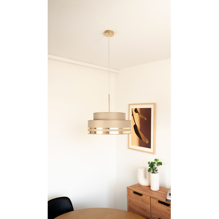 Κρεμαστό φωτιστικό οροφής TAMI 1xE27/60W/230V καφέ/χρυσό