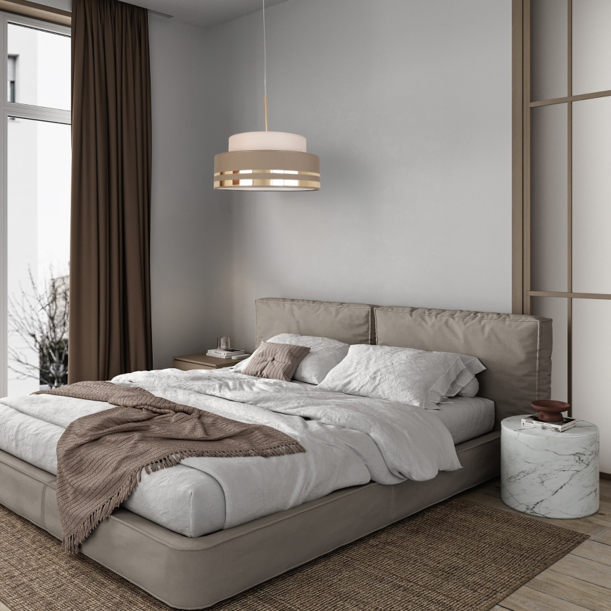 Κρεμαστό φωτιστικό οροφής TAMI 1xE27/60W/230V μπεζ/καφέ/χρυσό