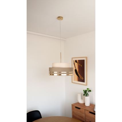 Κρεμαστό φωτιστικό οροφής TAMI 1xE27/60W/230V μπεζ/καφέ/χρυσό