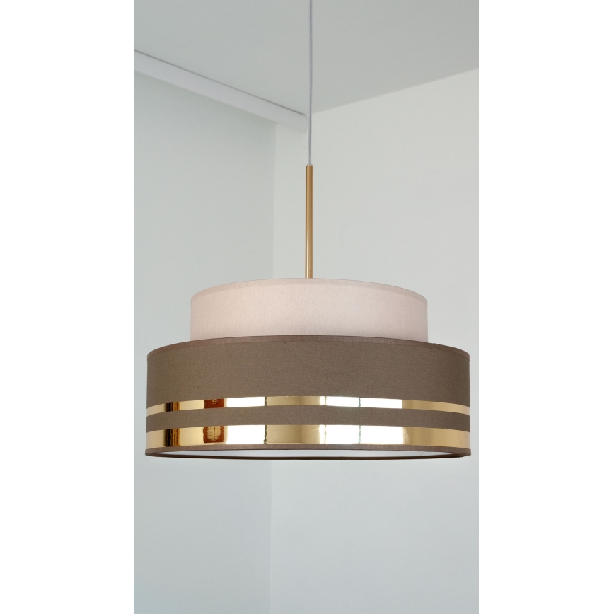 Κρεμαστό φωτιστικό οροφής TAMI 1xE27/60W/230V μπεζ/καφέ/χρυσό