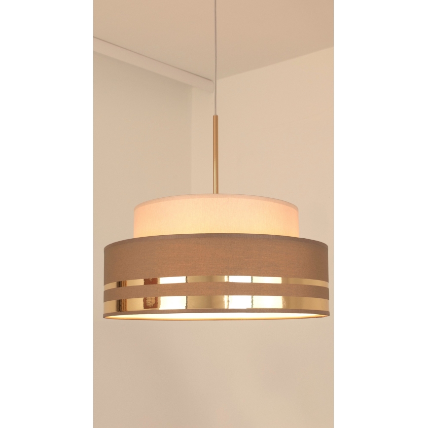 Κρεμαστό φωτιστικό οροφής TAMI 1xE27/60W/230V μπεζ/καφέ/χρυσό