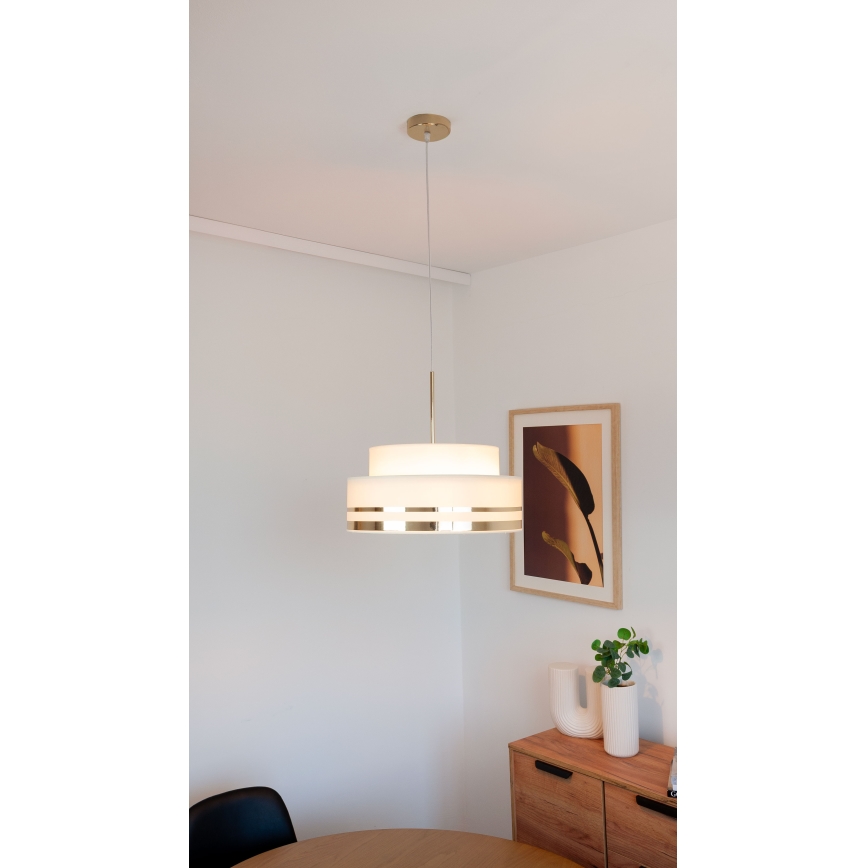 Κρεμαστό φωτιστικό οροφής TAMI 1xE27/60W/230V μπεζ/χρυσό