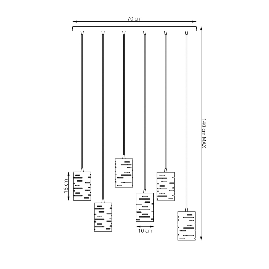 Κρεμαστό φωτιστικό οροφής TANK 6xE27/15W/230V μαύρο