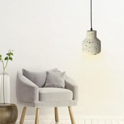 Κρεμαστό φωτιστικό οροφής TERRAZZO 1xE27/60W/230V διάμετρος 12 cm κρεμ
