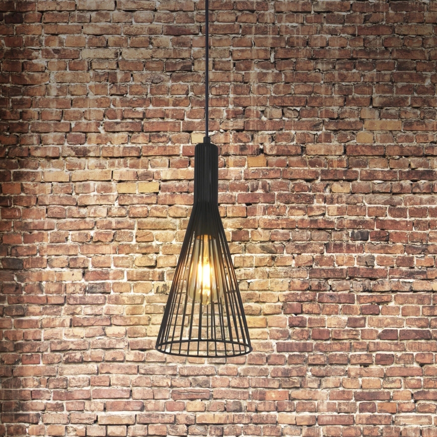 Κρεμαστό φωτιστικό οροφής TIANA 1xE27/20W/230V διάμετρος 15,5 cm μαύρο