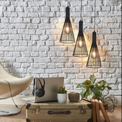 Κρεμαστό φωτιστικό οροφής TIANA 3xE27/20W/230V μαύρο