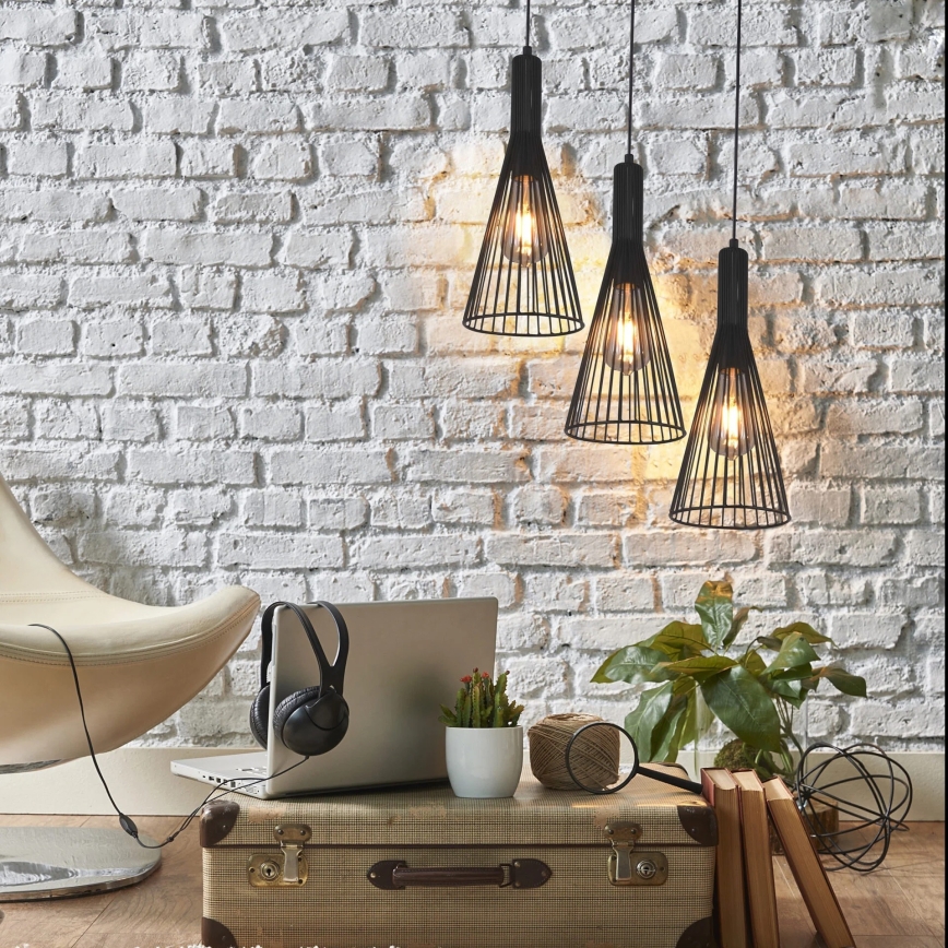 Κρεμαστό φωτιστικό οροφής TIANA 3xE27/20W/230V μαύρο