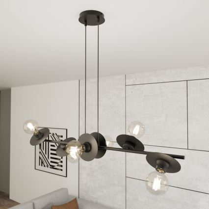 Κρεμαστό φωτιστικό οροφής TOKEN 6xE27/15W/230V μαύρο