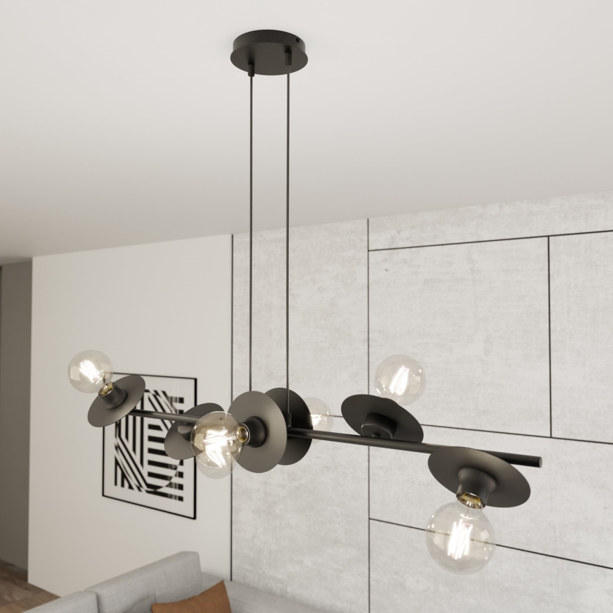 Κρεμαστό φωτιστικό οροφής TOKEN 6xE27/15W/230V μαύρο
